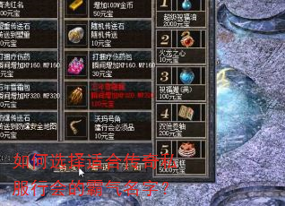 如何选择适合传奇私服行会的霸气名字? 如何选择适合传奇私服行会的霸气名字?