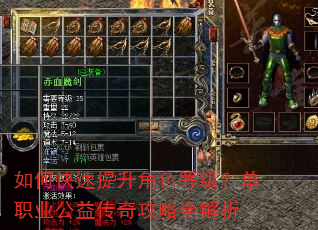 如何快速提升角色等级?单职业公益传奇攻略全解析 如何快速提升角色等级?单职业公益传奇攻略全解析